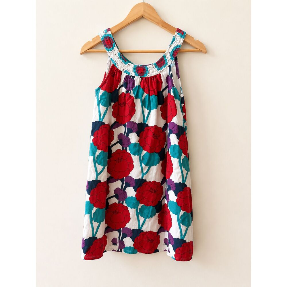 Billabong Floral Tunic Tank | Women's Small | Red & Teal | Effortless Boho Style